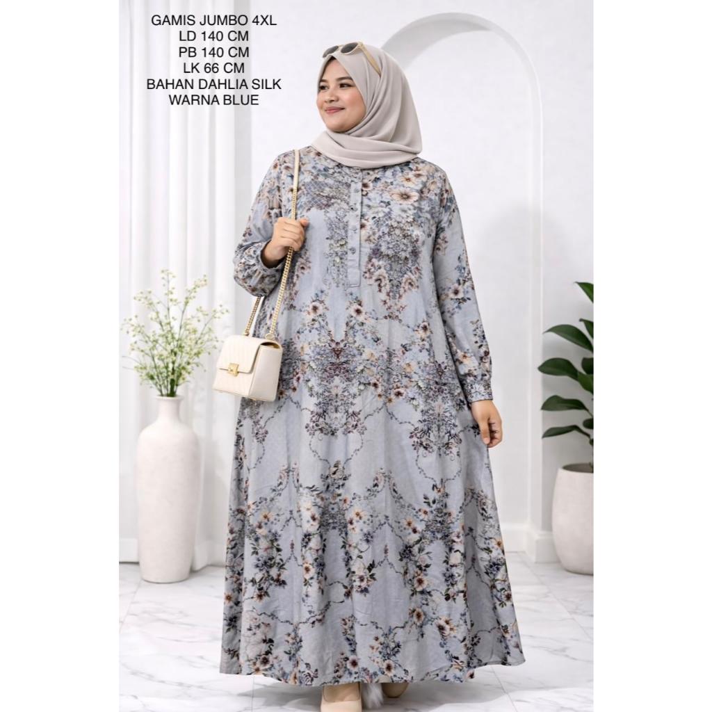 Gamis Jumbo Ld 130 Cm Motif Bunga Kekinian - Faizah Dress