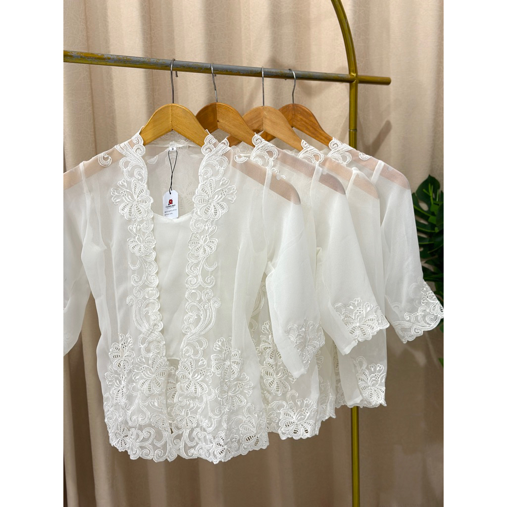 KEBAYA ANAK BORDIR PUTIH TULANG