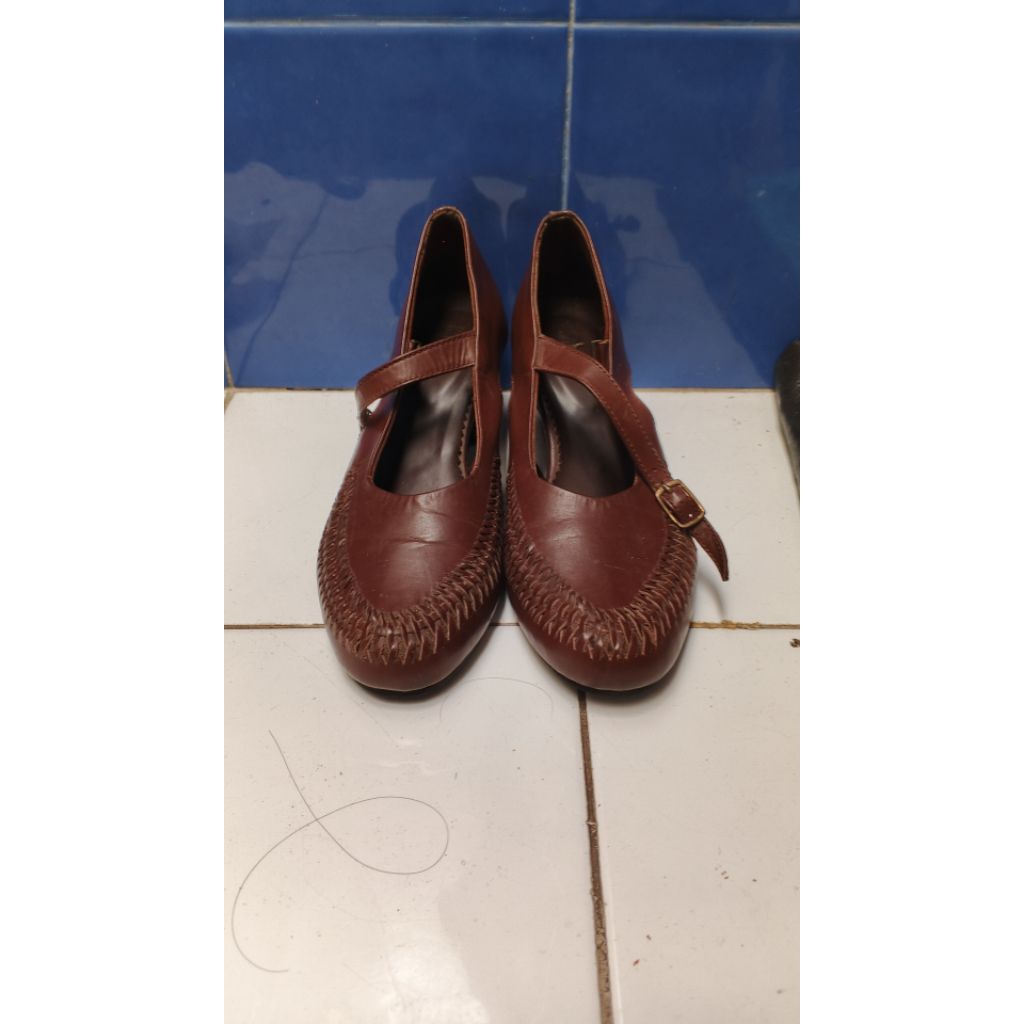 Preloved MJ Handwoven Heels 7cm Cognac ShoekaShoes