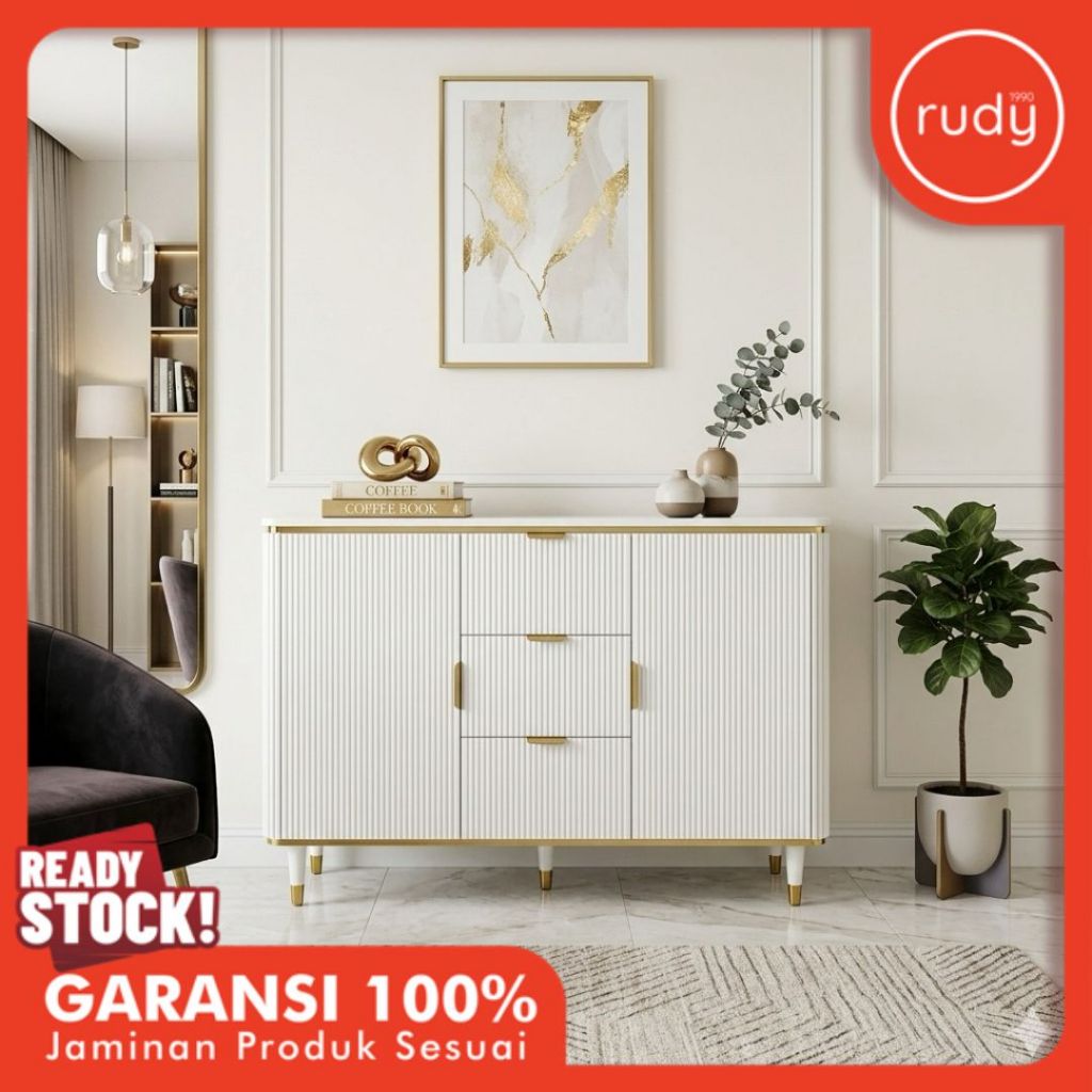EMILY IVORY Sideboard Luxury 120 / 160 - Meja TV Kabinet Minimalis Modern Buffet Dapur - Buffet Ruan