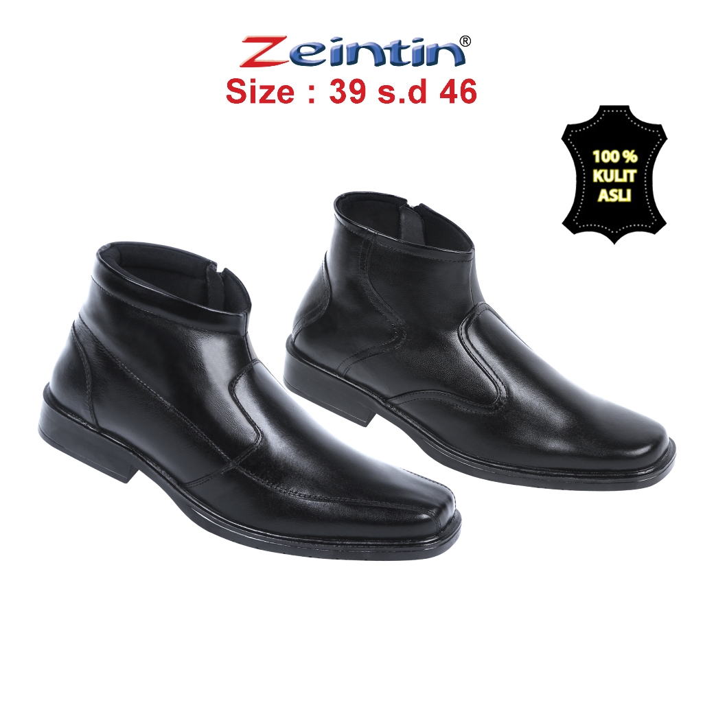 Zeintin - Sepatu Boots Pria Sepatu Pdh Pdl Pria Kasual Sepatu Kulit Pria Kuliah Kerja Zeintin AJ