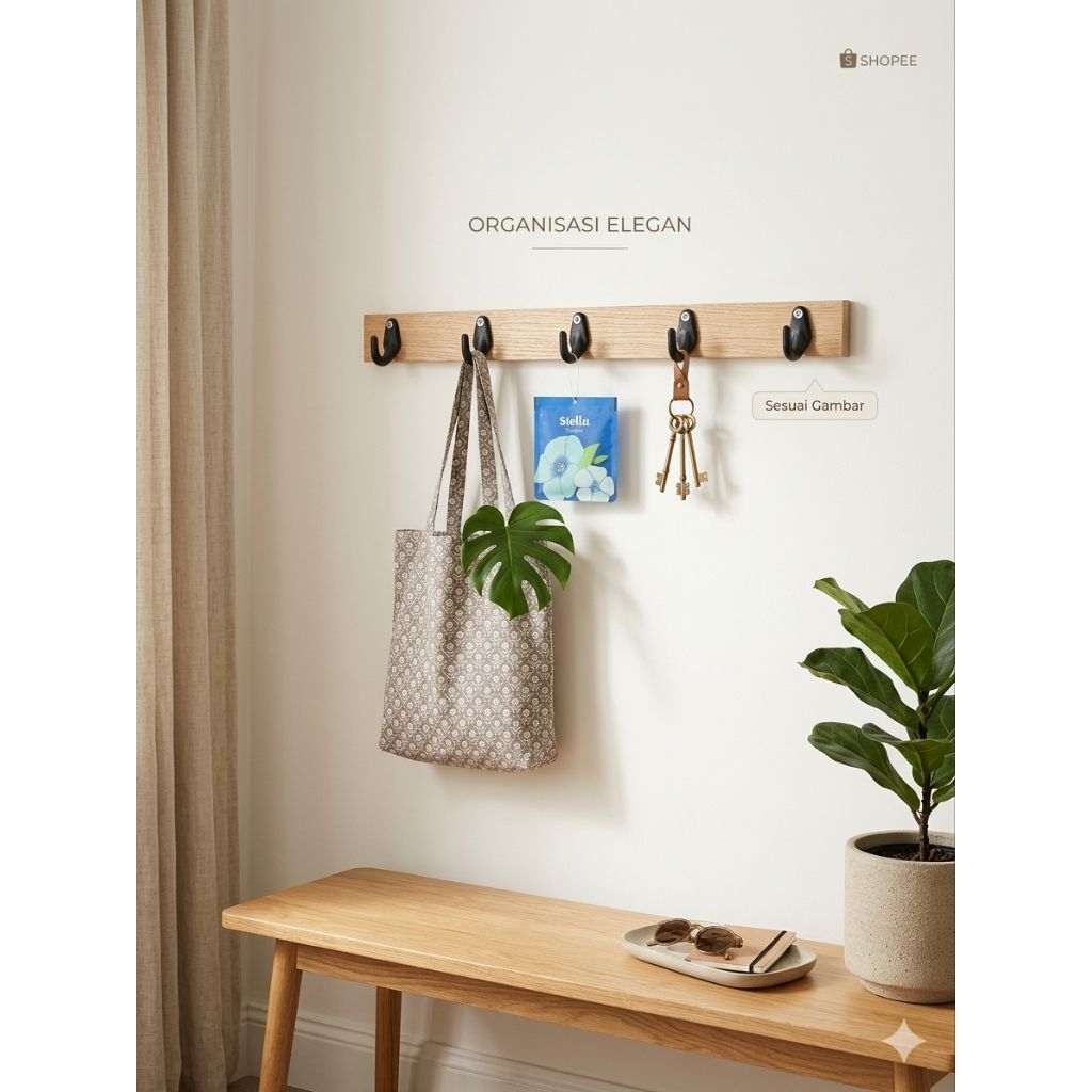 Gantungan Baju Kayu Aesthetic Natural Serat Kayu