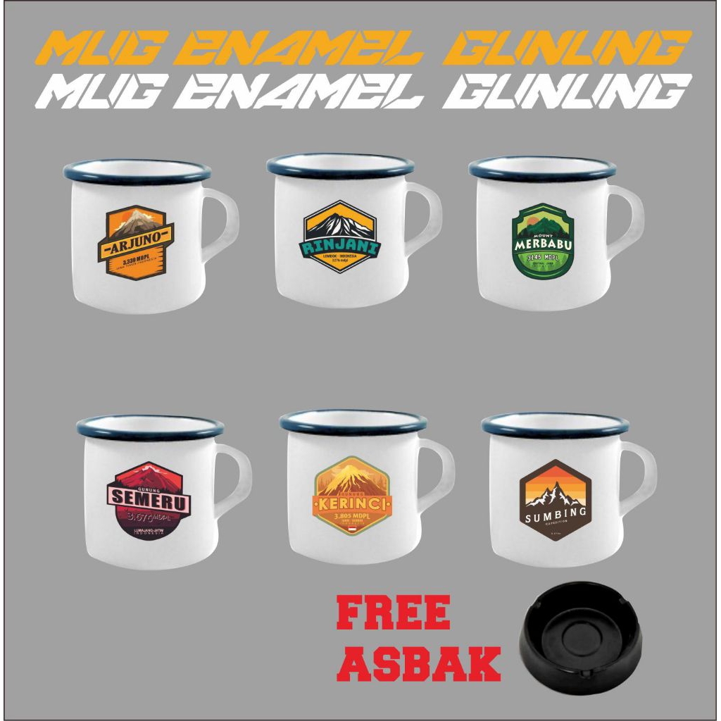 Mug Gunung Enamel Rinjani Merbabu Semeru dll