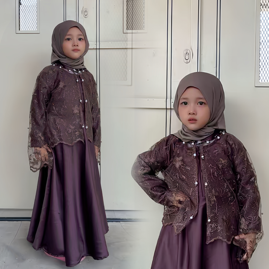 Ameena ROMPI LEPAS 2026 Dress Pesta Anak Usia 1-12 Tahun Gamis Anak Perempuan Brokat Tile - By Azzur