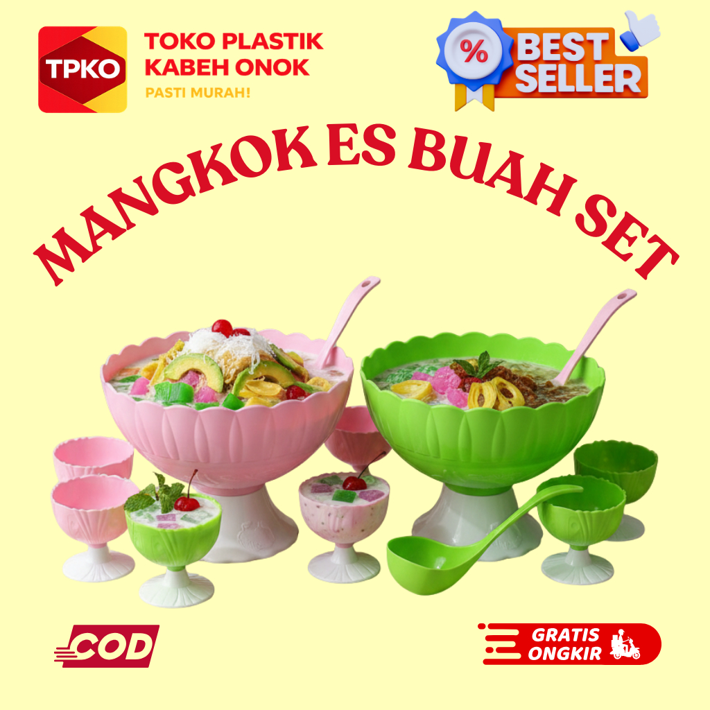 Mangkok Es Buah Plastik Tebal 1 Set Warna