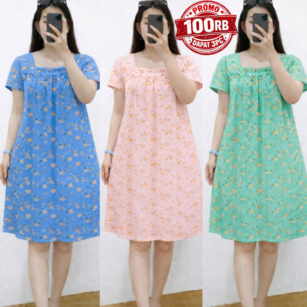 PROMO PAKET USAHA DRESS SABRINA CLARY FLOWER / DASTER FUJI KERUT MOTIF BUNGA