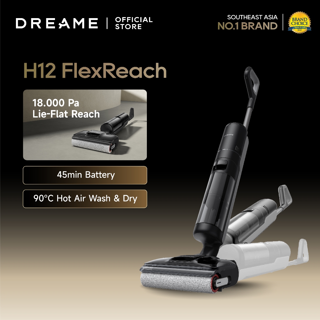 Dreame H12 FlexReach Wet Dry Vacuum | 18,000Pa Suction, 90°C Self-Clean, Hair Detangle Tech, Edge-To