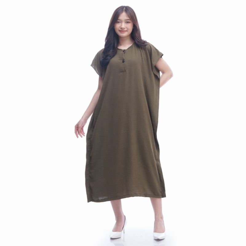 Daster busui kancing depan  Lowo Polos Standart Jumbo Crinkle Airflow