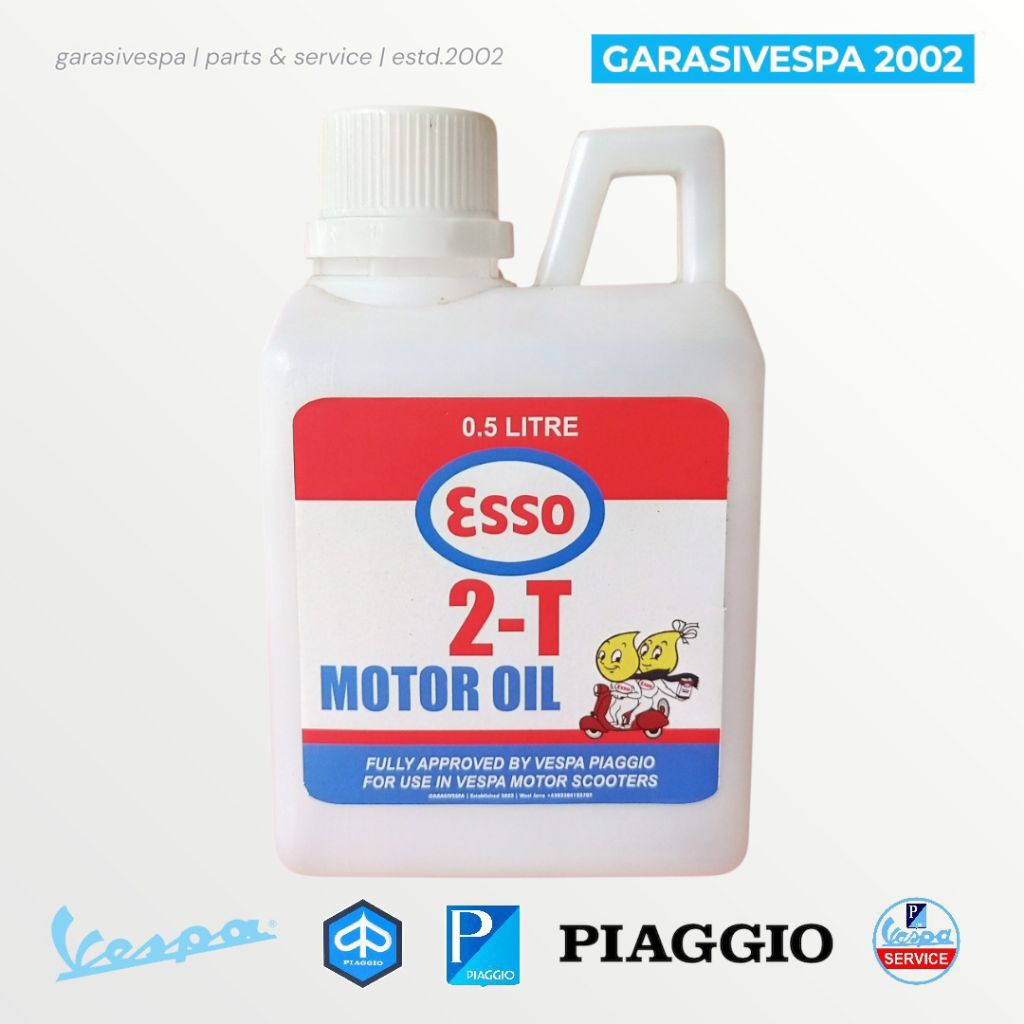 Botol Jerigen Mini Oli Samping Vespa Custom ESSO 2 T (Isi ½ L / 0.5 L / 500 ml)