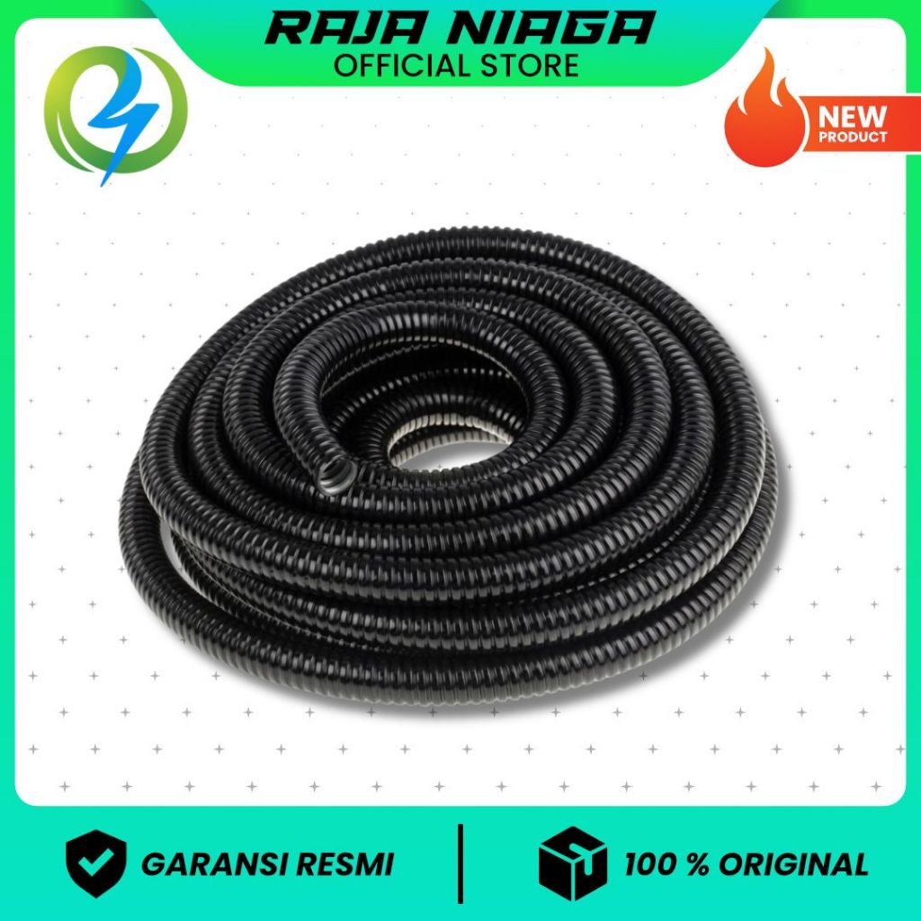 Pipa Flexible Hitam Corrugated | Selang Pelindung Kabel Listrik Lentur
