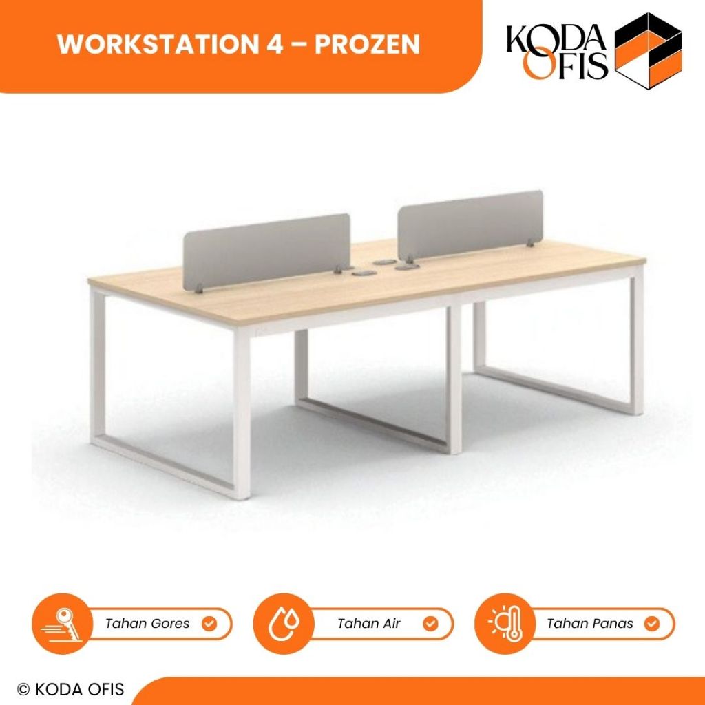 KODA | Meja Kantor Workstation Partisi 4 Orang Lengkap Dengan Cable Management | PROZEN Series