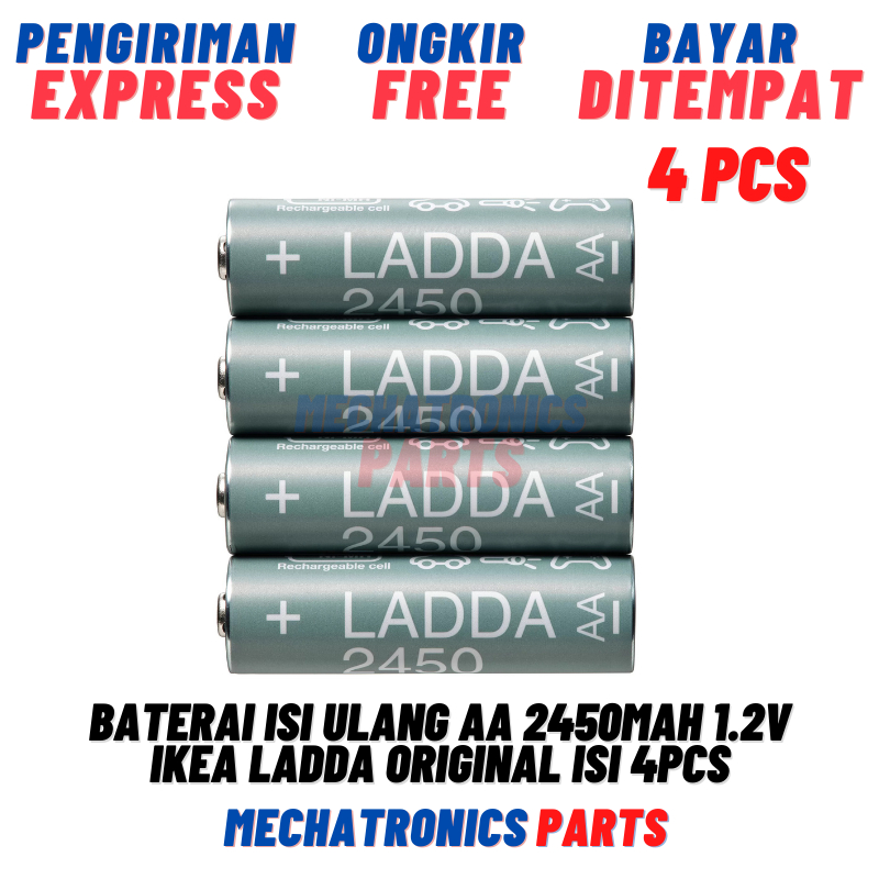 Baterai Isi Ulang AA 2450mAh 1.2V IKEA LADDA Original Isi 4Pcs .