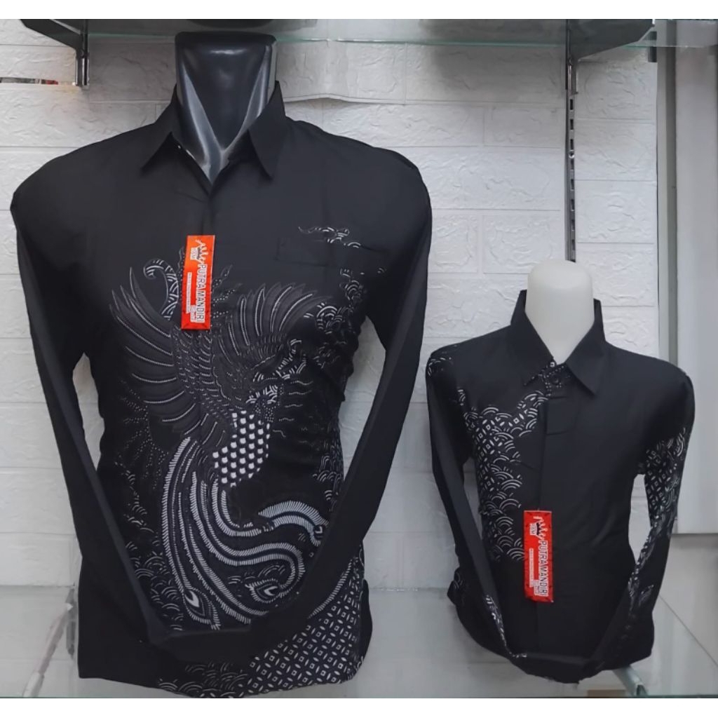 Grosir Batik Jakarta,Premium Lengan Panjang Cowok Warna Hitam kombinasi