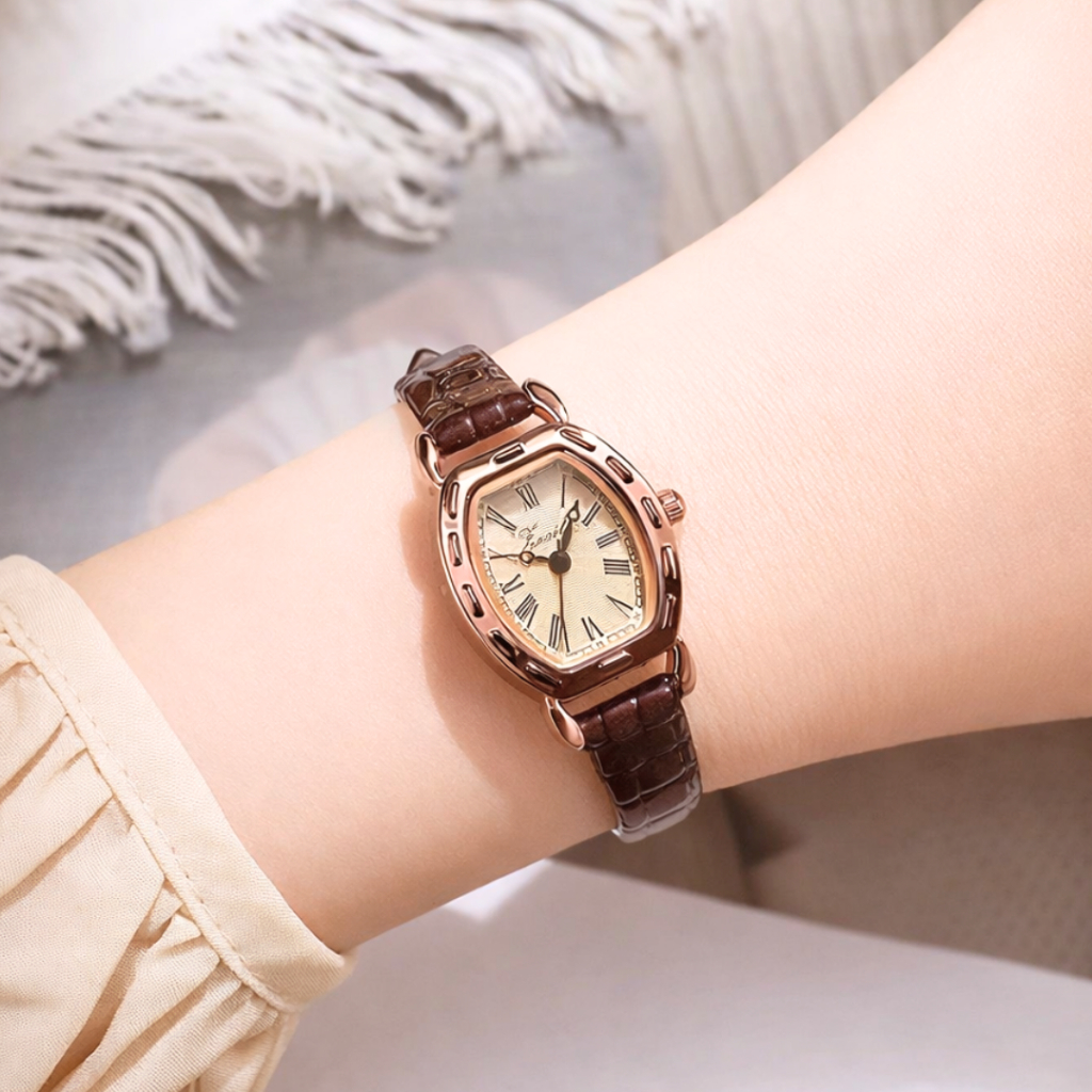 Jam Tangan Wanita Tali Kulit Anti Air Kuarsa Antik Kasual Tali Kulit Jam Tangan Cewek Original