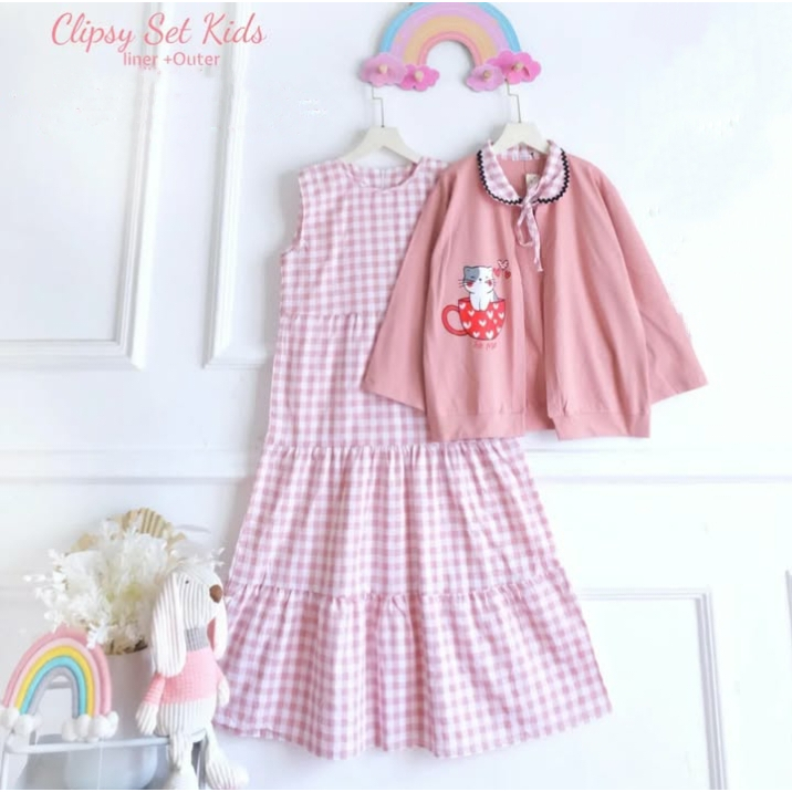Clipsy Set Kids Setelan Anak Perempuan Inner+Outer Usia 3-12 Tahun