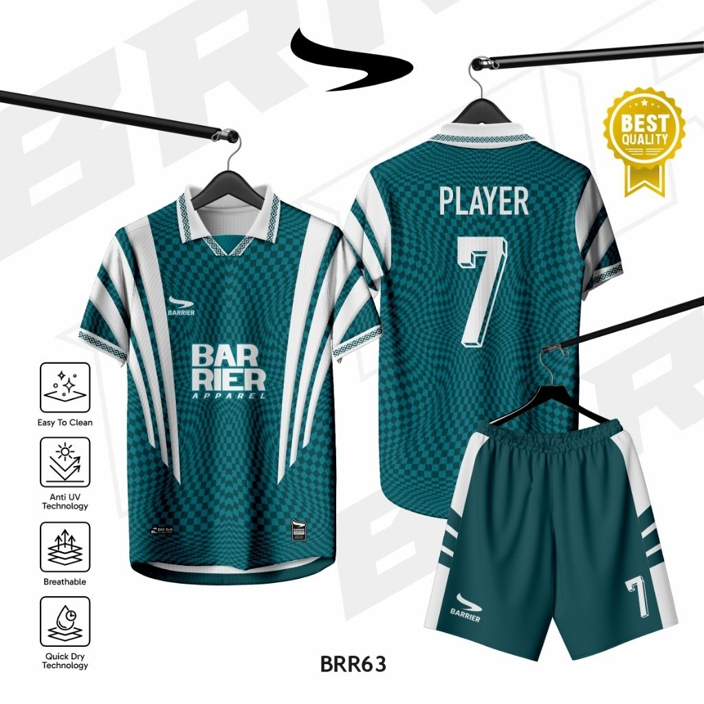 Jersey Custom Full Print Anti UV // Sepakbola // Futsal // Jersey Hijau Putih