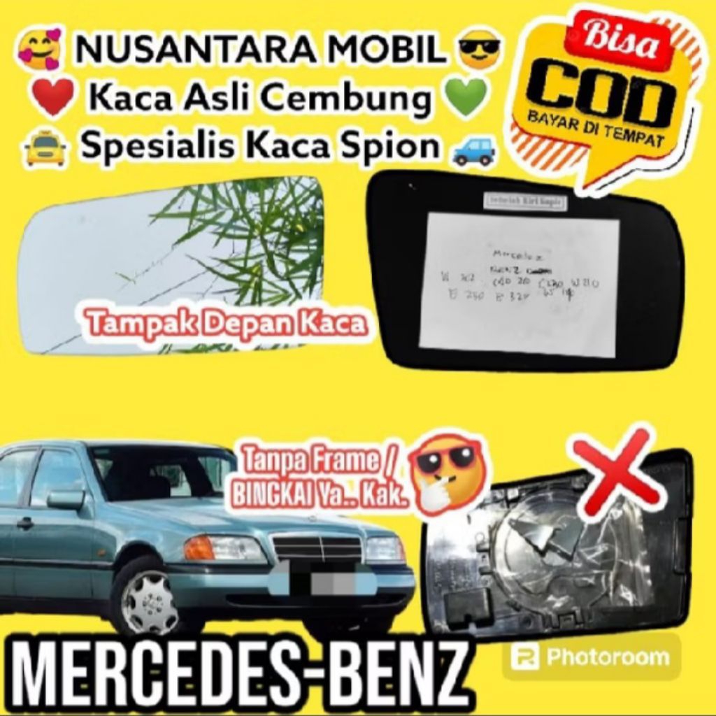 kaca spion Mercedes-Benz mercy w202 c200 c180 c230 w210 e230 e140 kaca cembung isi ulang