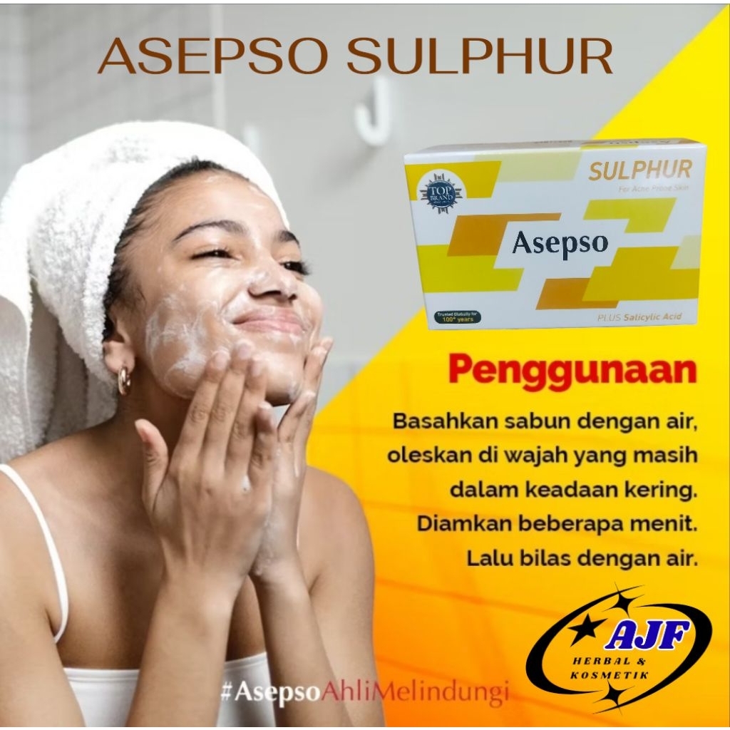 ASEPSO SULPHUR for Acne Prone Skin, sabun yang mengatasi bakteri jerawat pada kulit 80 gr
