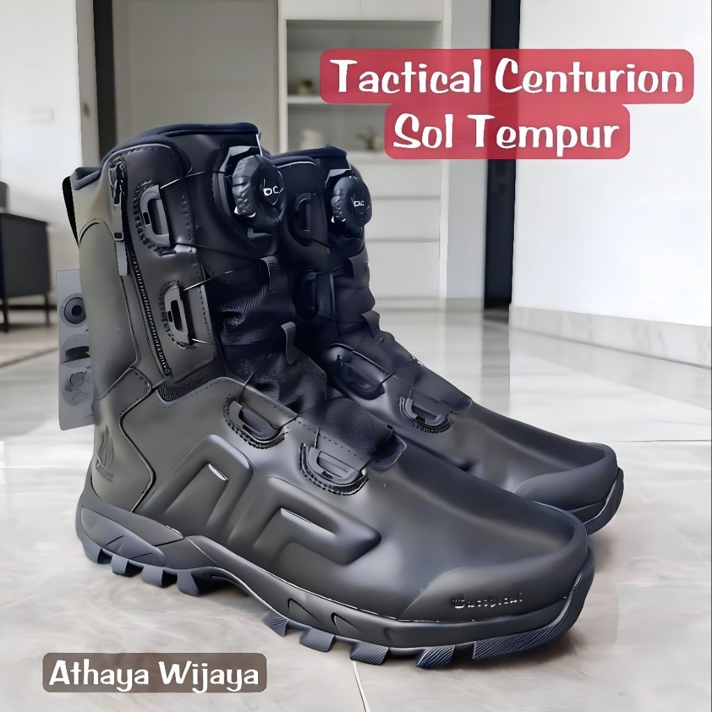 Sepatu PDL Boa Tactical Tali Putar Centurion Sol Tempur Original Full Kulit Asli