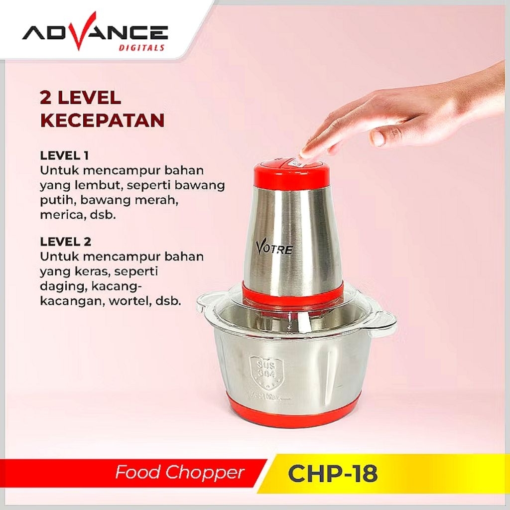 advance votre chopper blender daging stainless 2liter