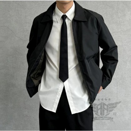 Executive Black Harrington - Jaket Kerja Kantor Pria Minimalis - Hitam