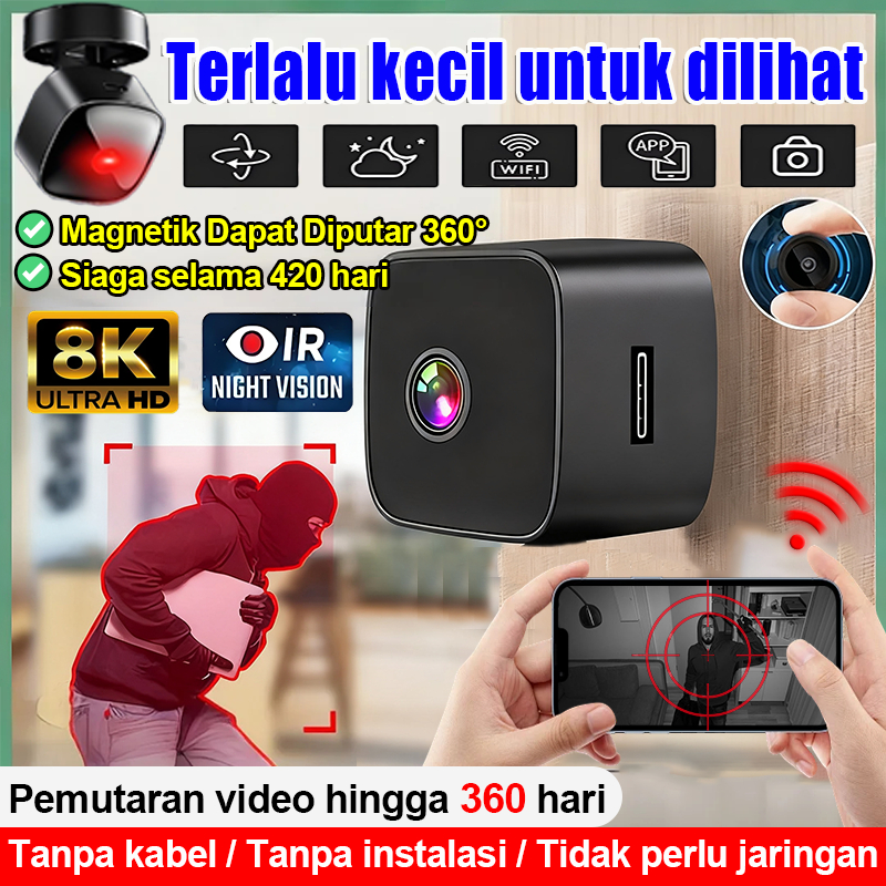 [1 kali isi daya tahan 365 hari] kamera cctv mini sambung ke hp kamera mini tersembunyi konek ke hp 