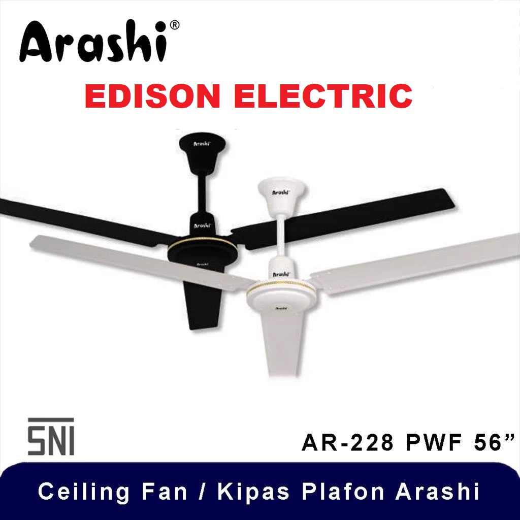 Kipas Angin 56" BESI / Kipas Gantung / Kipas Angin Plafon ARASHI Ceiling Fan 56" AR 228 PWF BESI