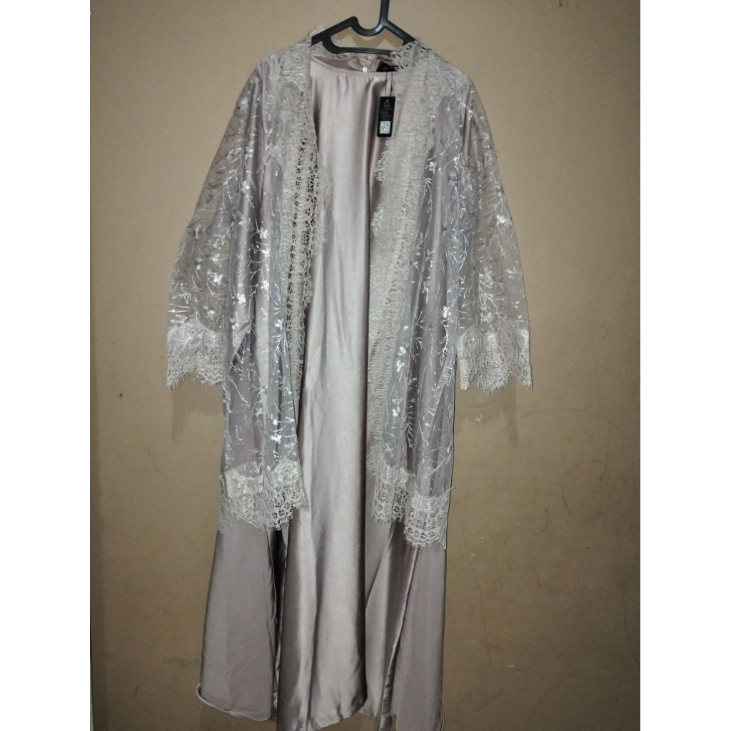 Set Dress maxmara + Outer Brokat Wanita Elegant | Baju Kondangan Mewah | Outer Tile Bordir Premium |