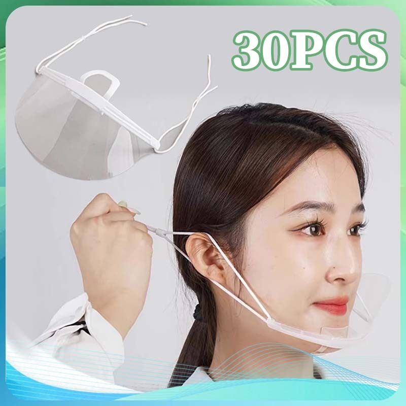 30pcs Masker Transparan Plastik Masker Mulut Untuk Masak Masker Koki Masker Plastik Penutup Mulut