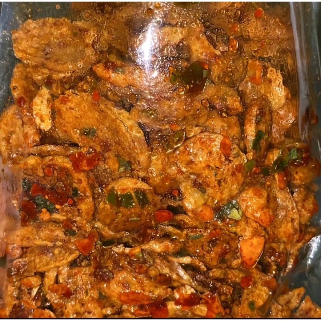 DKRIUK.ID Keripik Tempura Pedas Daun Jeruk Bumbu Lekoh Cemilan Pedas Keripik