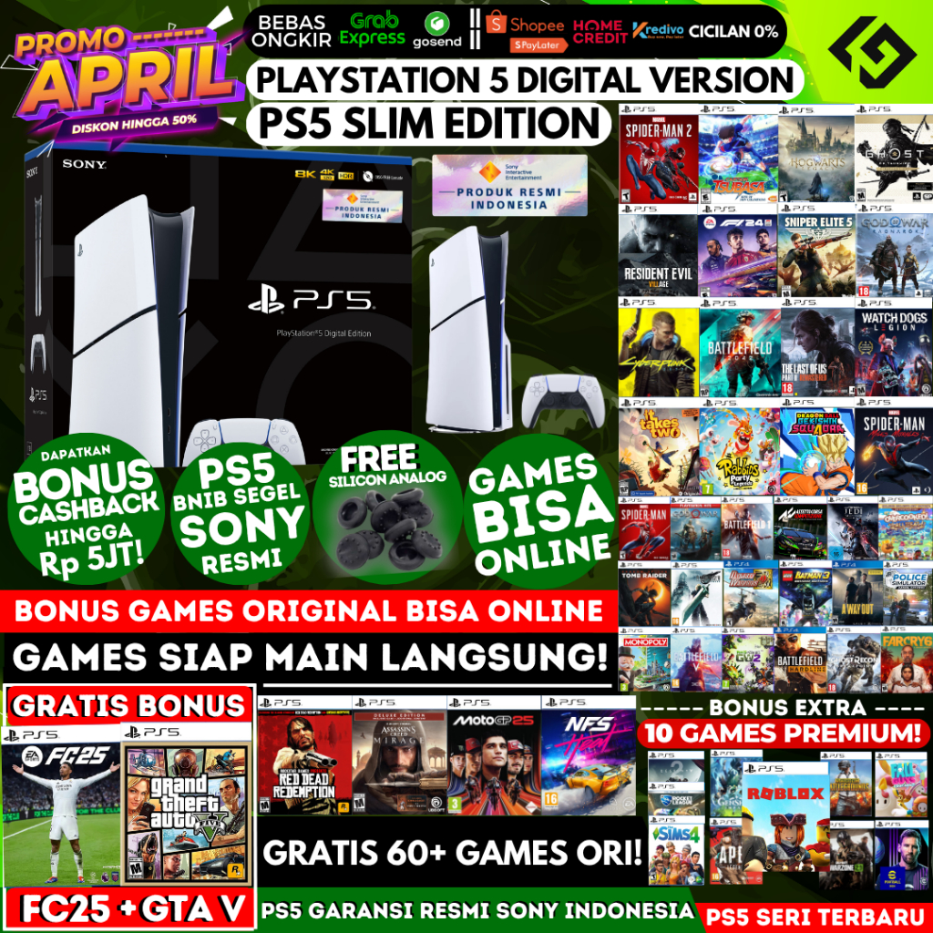 Sony PS5 Digital Version - PlayStation 5 Slim Sony Resmi Indonesia (PS 5)