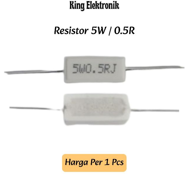 Resistor Keramik R Kapur 5 Watt 0.5 Ohm R 5 Watt 0.5R