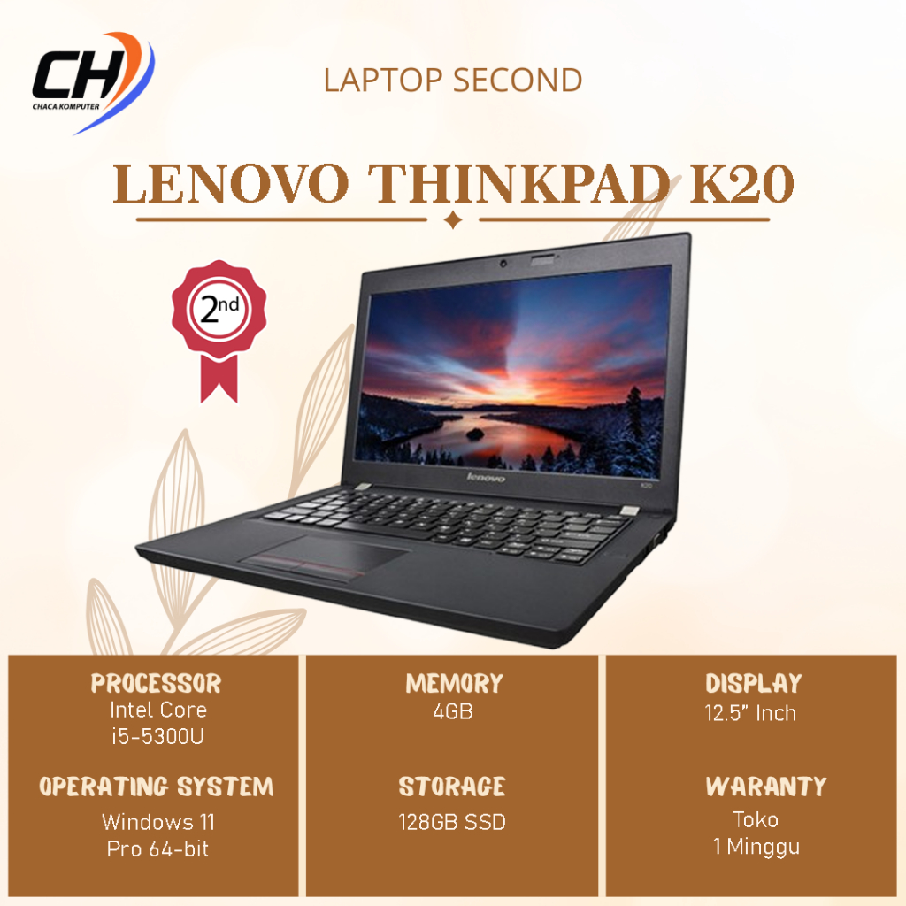 Laptop Lenovo Thinkpad K20 Second - RAM 4GB SSD 128GB