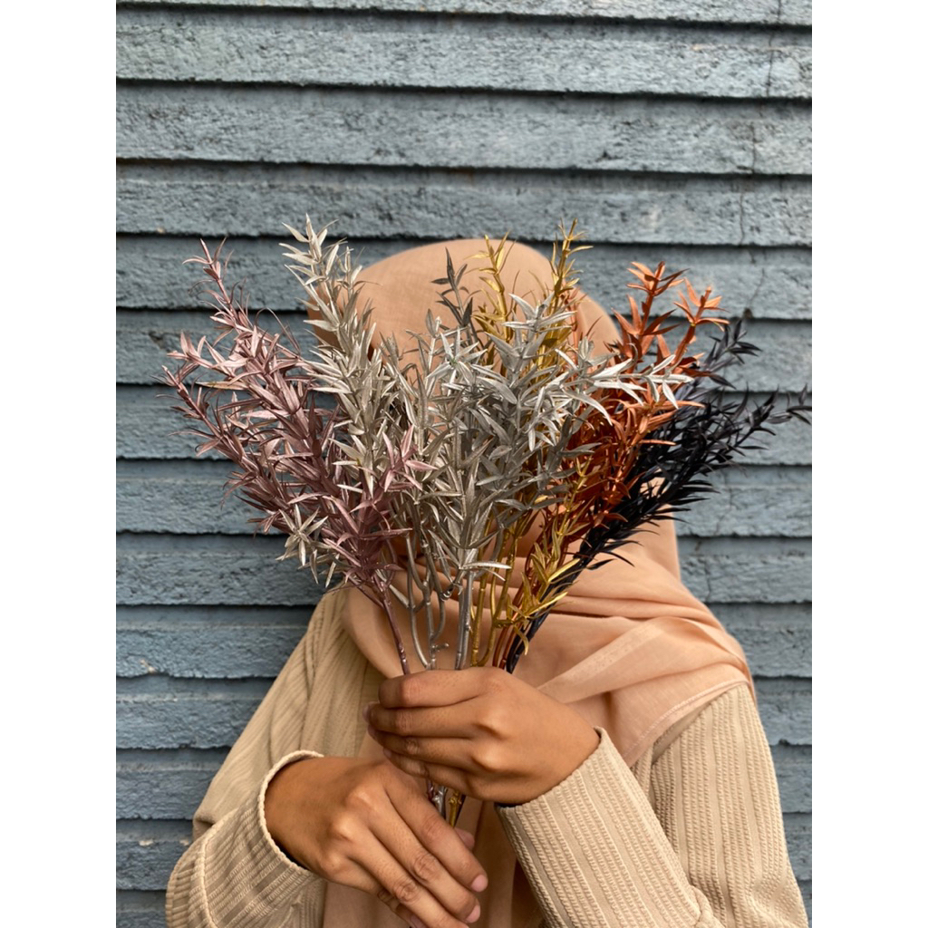 DAUN PALSU FERN DAUN KERING DEKORASI RUMAH DAUN EMAS  DAUN WILLOW ARTIFICIAL LEAVES GRASS DAUN