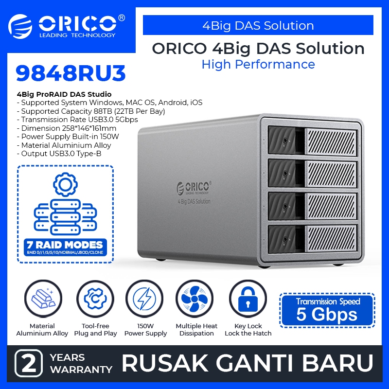 ORICO 4Big Pro RAID DAS Studio 4 Bay MultiBay HDD Enclosure SSD Enclosure Station Security Lock Desi