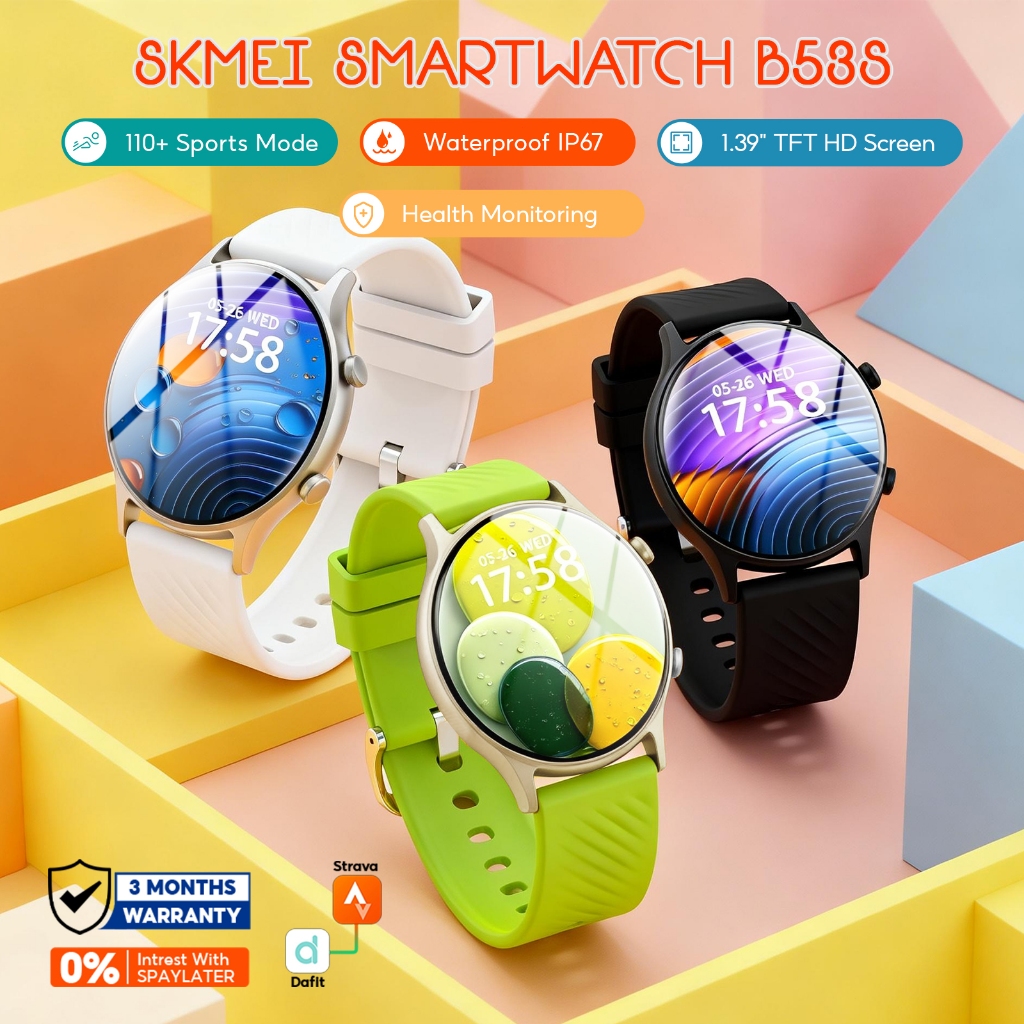 SKMEI Smart watch B53S Health Monitoring Jam Tangan Pria 1,39 Inci Support Strava IP67 Waterproof Sp