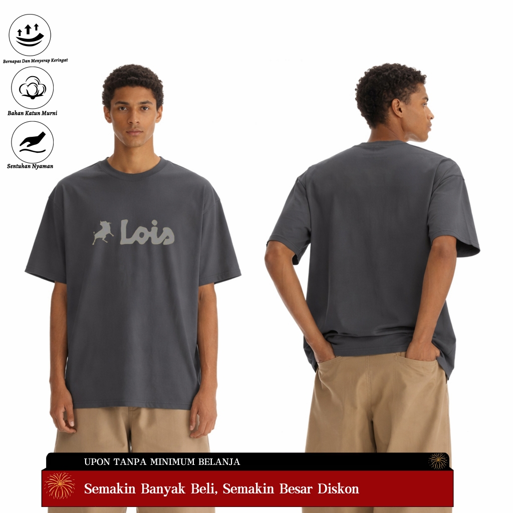 Kaos Longgar Motif Kuda Poni Lois | Kaos Unisex, Kain Katun Murni yang Nyaman | Gaya Hip Hop