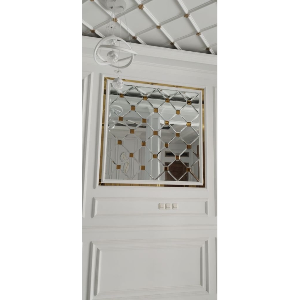 CERMIN HIASAN DINDING MOTIF KACA GOLD