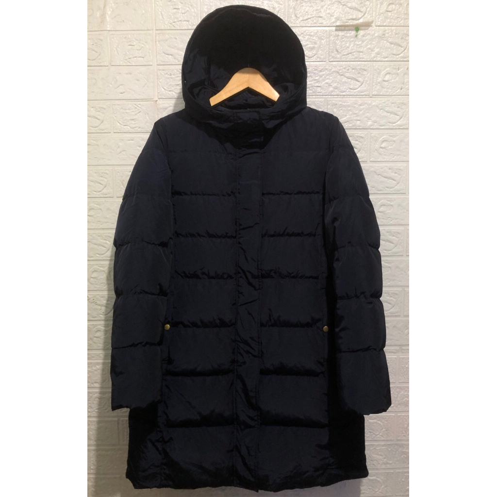 GLOBAL UNIQLO GU Down padded long jaket hoodie navy
