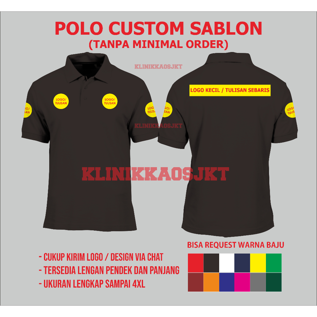 Baju Sablon Custom Satuan - Polo Custom Polo Sablon Bisa Satuan - Baju Kerah Sablon Custom Sablon Ba