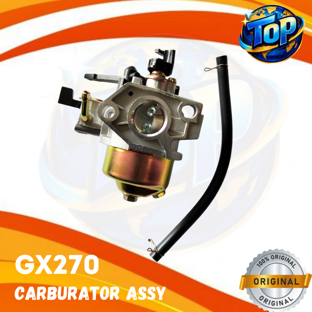Carburetor Assy GX270 / Karburator Mesin Penggerak / Karburator Mesin GX 270 Komplit Selang Bensin E