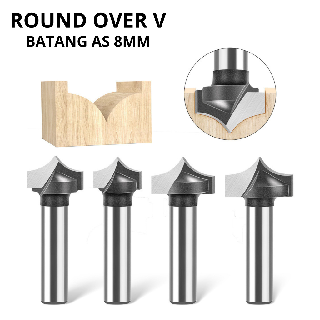 Profil Kayu Mata Router V Round over As 8 MM