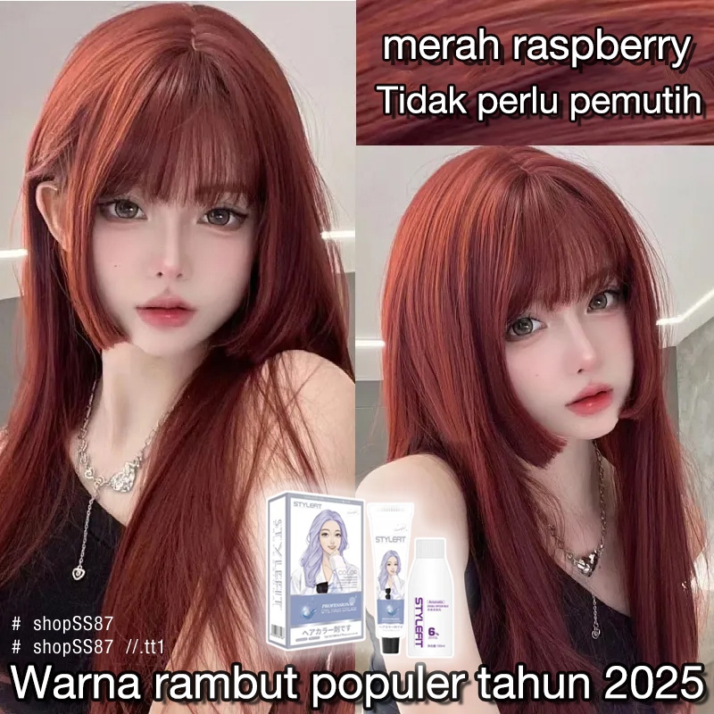(Beli 100ml gratis 100ml)STYLE FIT cat rambut merah anggur *200ml,Ekstrak Tanaman,warna rambut biar 