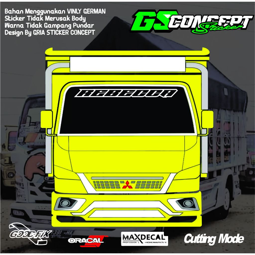 Stiker Kabin Depan Truk Canter-Stiker Kaca Depan Truk Canter-Stiker REBECCA-Stiker Bebas Request