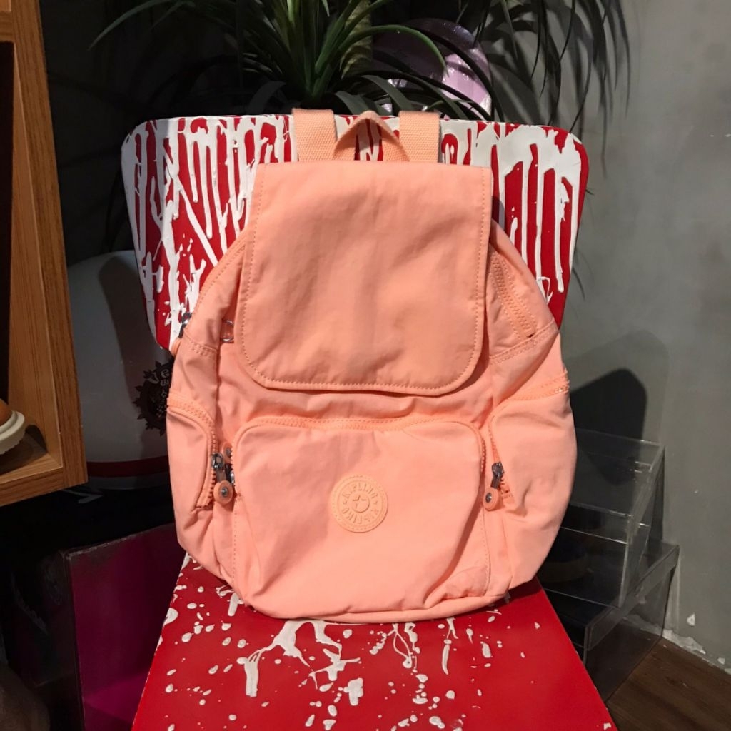 TAS KIPLING CITY ZIP MEDIUM MINI BACKPACK - PEACH GLAM