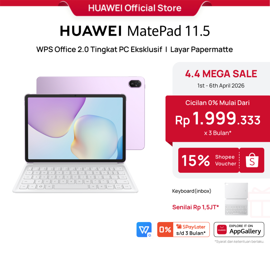 [4.4 Voucher s/d 15% | BEST SELLER] HUAWEI MatePad 11.5-inci 2025 Tablet | WPS Office 2.0 Tingkat PC