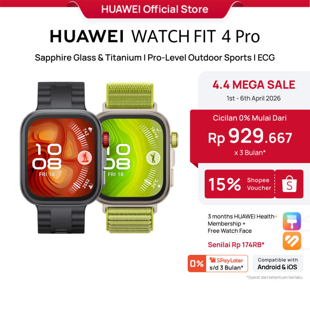 [4.4 Voucher s/d 15%] HUAWEI WATCH FIT 4 Pro | Sapphire Glass & Titanium | Pro-Level Outdoor Sports 