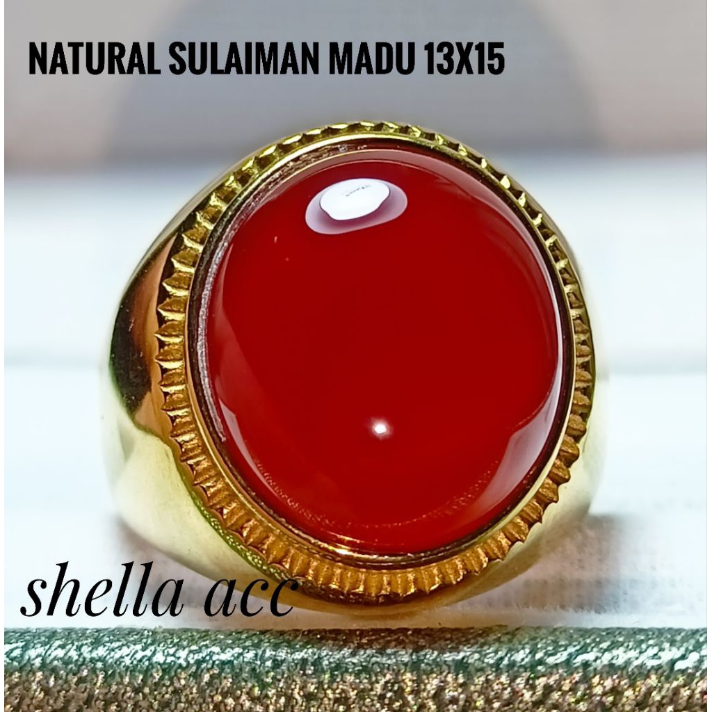 Cincin Batu Akik Sulaiman Madu Kristal Original