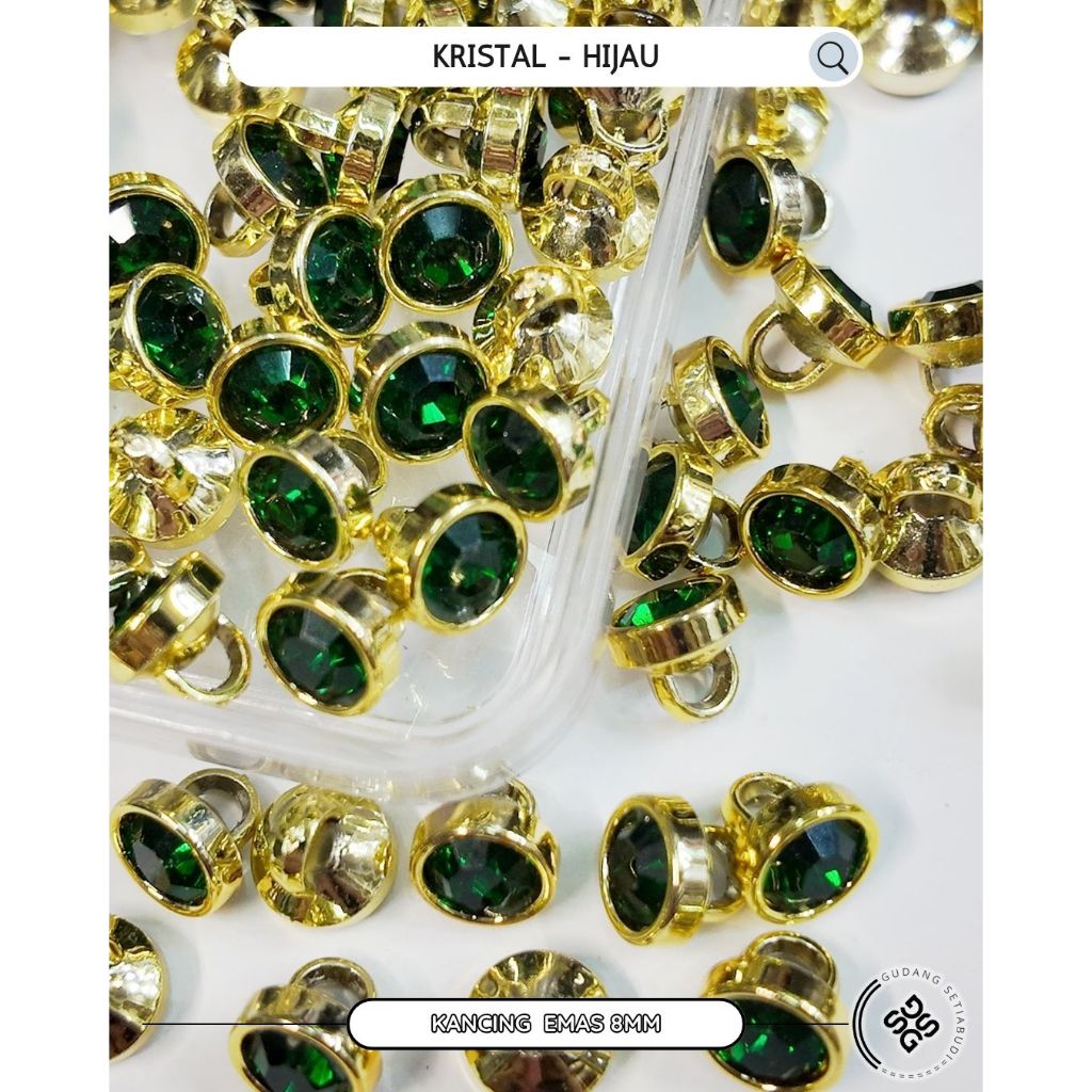 GS - (50 PCS / 100 PCS) - Kancing Kristal Jahit Pantat Emas uk. 8mm - Kancing Premium