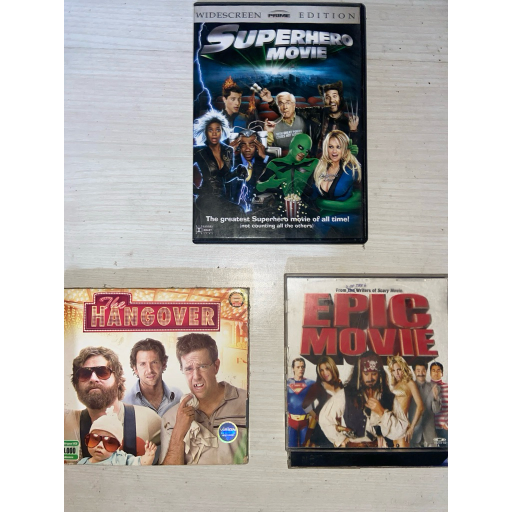 dvd ori superhero movie + vcd ori the hangover (bonus vcd ori epic movie)